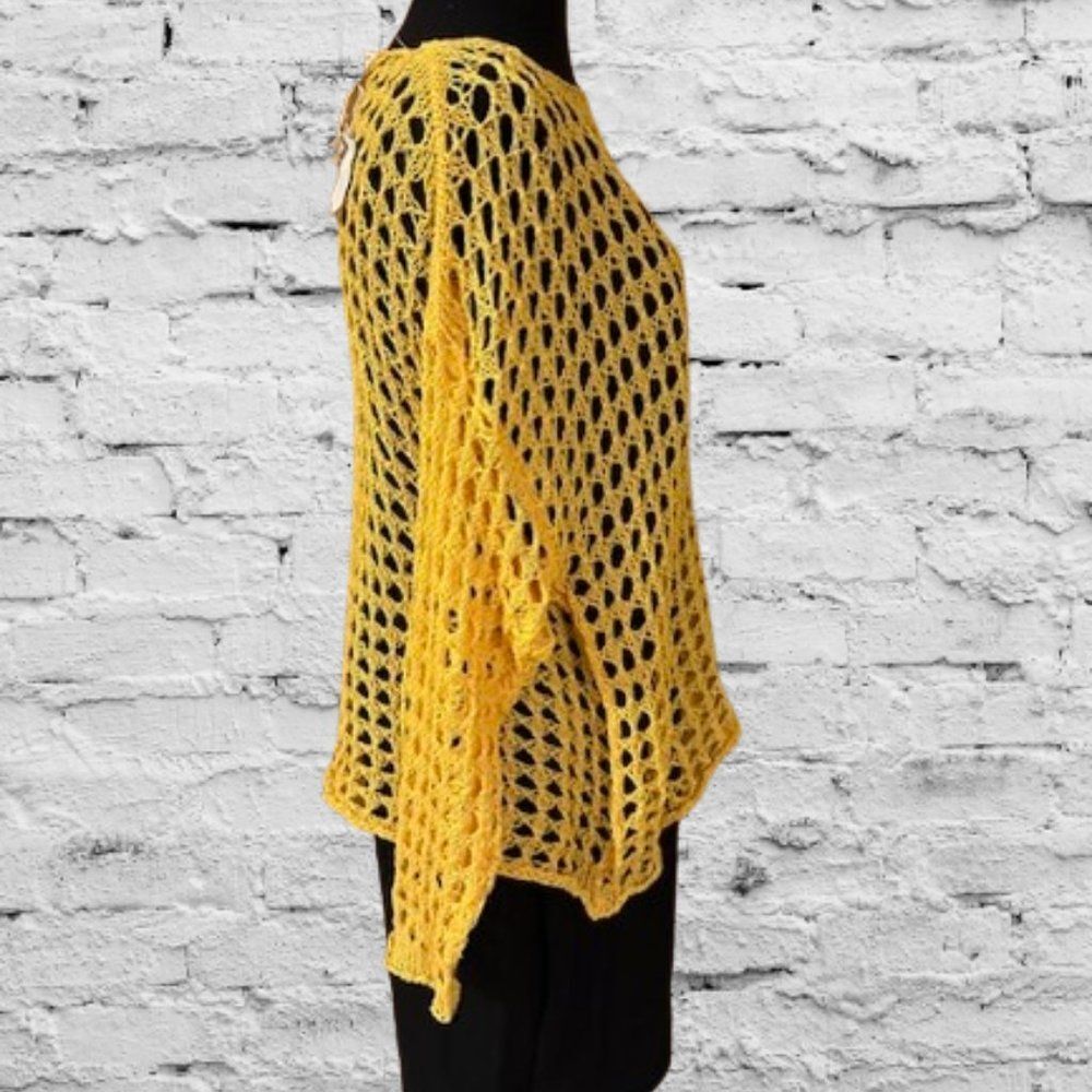 Yellow Hollow Out Sweater Top (2) 4122 NWT Boutique - Picture 2 of 8